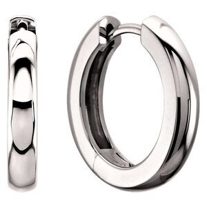 3 x 17.5mm (1/8 x 5/8 Inch) 14k White Gold Hinged Round Hoop Earrings
